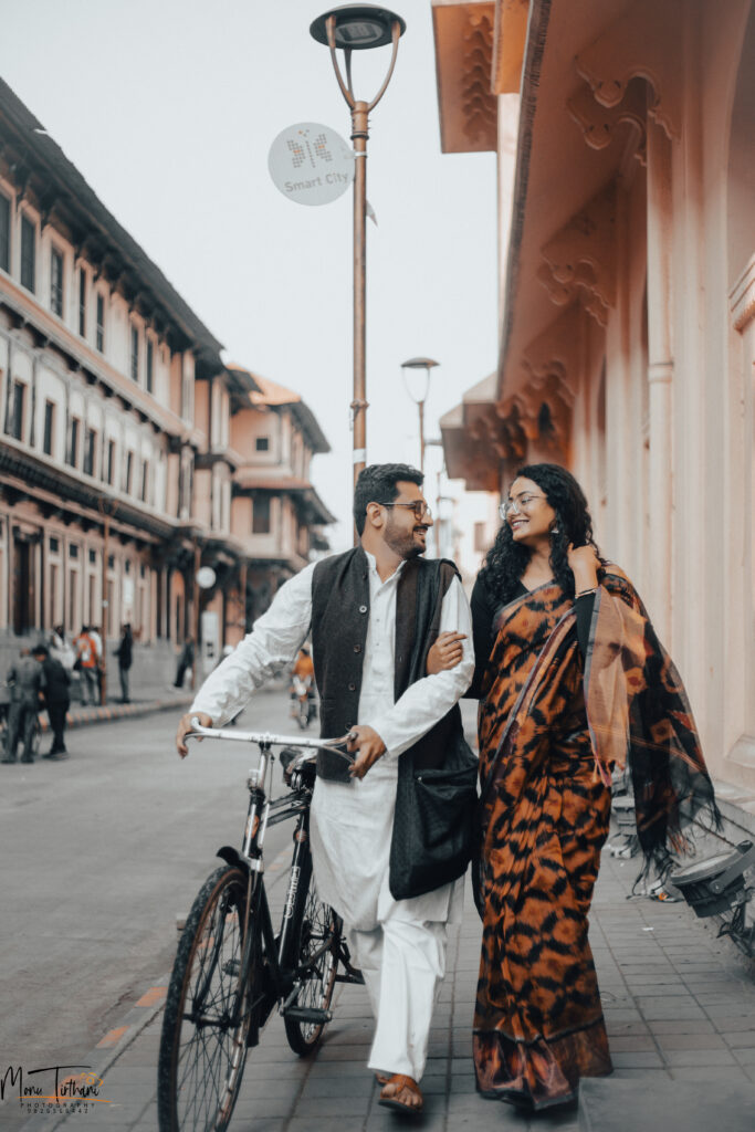 Candid pre-wedding shoot with props
